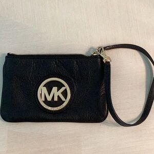 Michael Kors Black Leather Wristlet 7x5